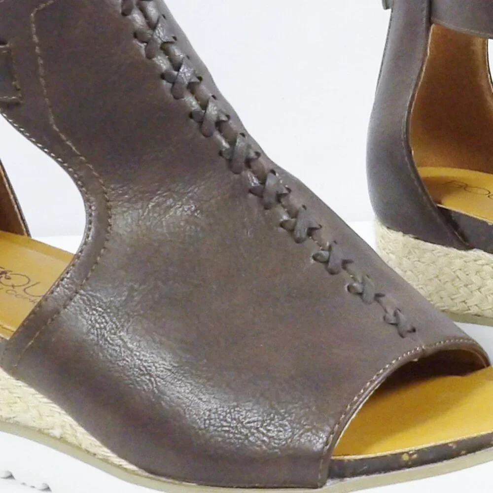 Corkys SUGAR CITY Espadrille Low Wedge Sandals Dark Brown NIB Open Toe Size 10 - Picture 8 of 15